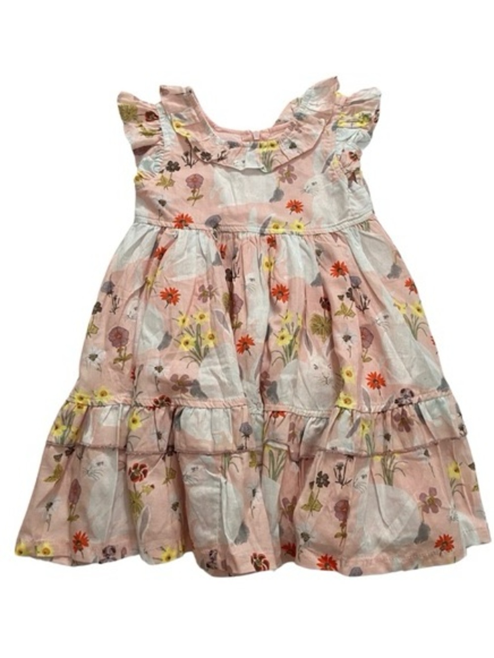 Pink Chicken Judith Dress Rabbit Garden Pink Floral Tiered Ruffle 5Y boutique